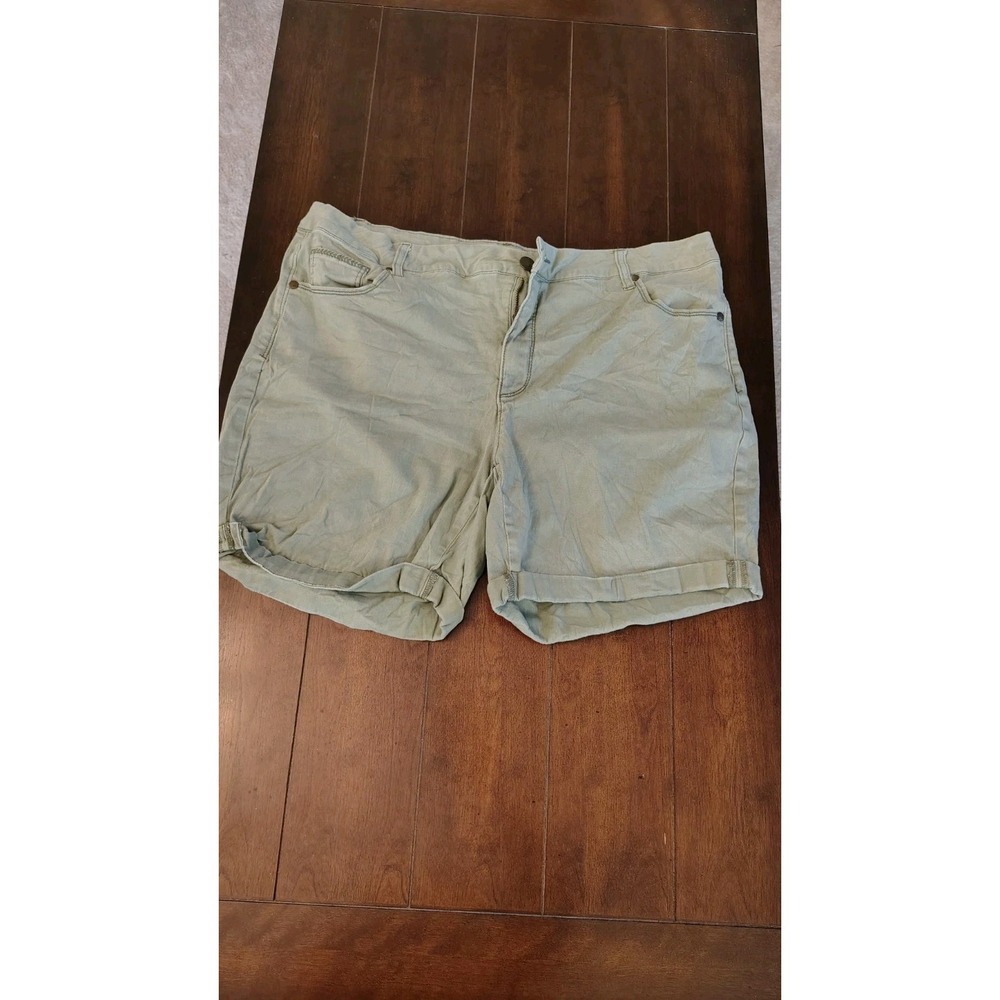 Faded Glory Women's Shorts Plus Size 20W Khaki Tan Stretch Comfort